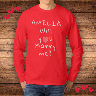 私と結婚するかハート赤ロマンチック提案 Tシャツ