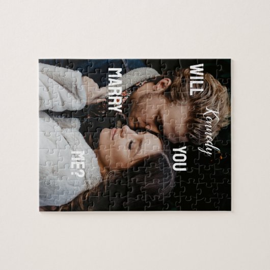 私と結婚するカスタムか写真と名前パーソナライズされた ジグソーパズル (横)