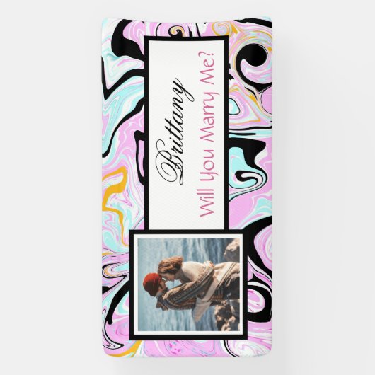 私と結婚する名前をカスタムする提案バナー 横断幕 (縦)