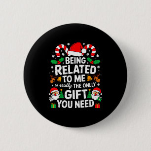私と血縁関係にあるの?面白いクリスマス ファミリー クリスマスパーティー用Tシャツ 缶バッジ