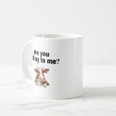 私と話してるの?おもしろい牛 コーヒーマグカップ (正面左)