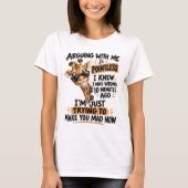 私と議論しても無駄 面白いキリン Tシャツ (正面)