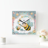 私と赤ちゃん蜂 スクエア壁時計 (ホーム)