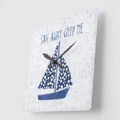 私と遠くにな航海のな引用文|の帆 スクエア壁時計 (傾斜)