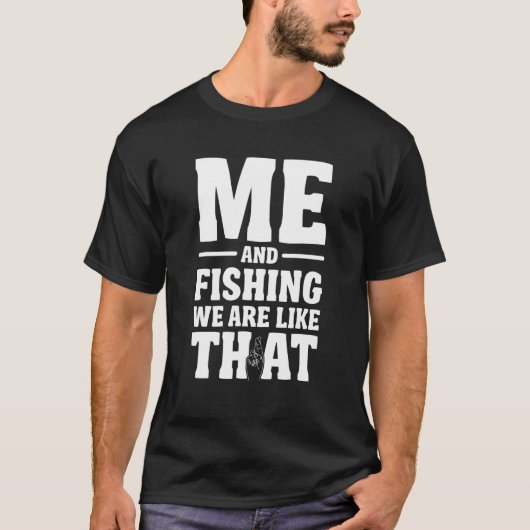 私と釣りデザイン - 漁師と釣り人 Tシャツ (正面)