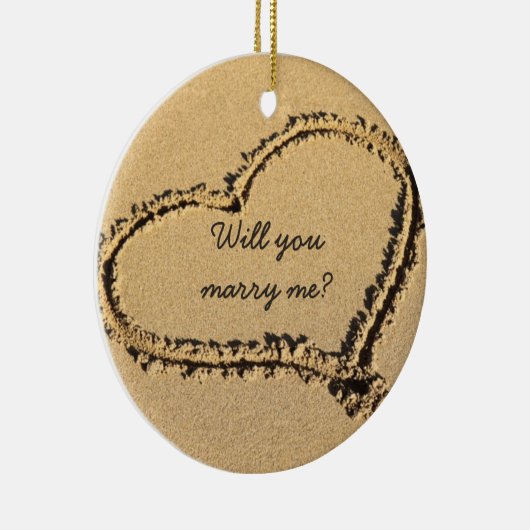 私と|の求婚のビーチのハート結婚します セラミックオーナメント (右)