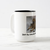 私なしで進化を始めて下さい ツートーンマグカップ (正面左)