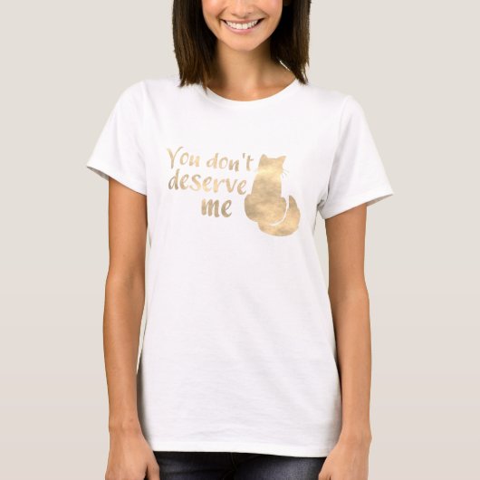 私なんかあなたにふさわしくない金色の猫 Tシャツ (正面)