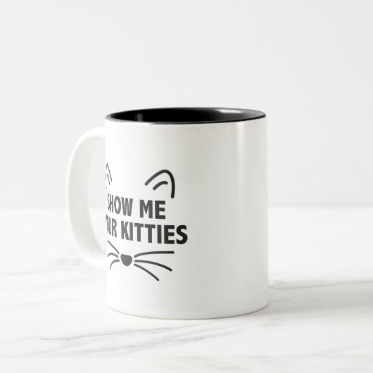 私にあなたの猫ちゃんを示して下さい- 11のozのツートーンマグを黒くして下さい ツートーンマグカップ (正面左)