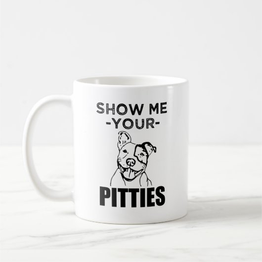 私にあなたのPittiesをおもしろいなピット・ブルのコーヒー・マグ示して下さい コーヒーマグカップ (左)