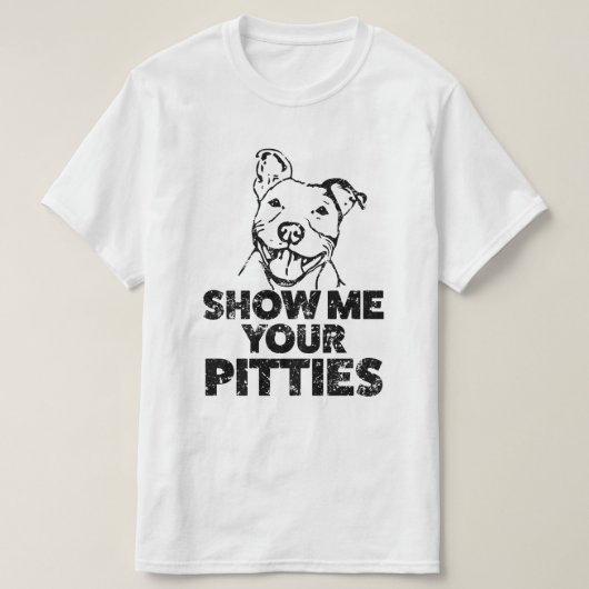 私にあなたのPittiesをおもしろいなメンズピットブルのワイシャツ示して下さい Tシャツ (デザイン正面)