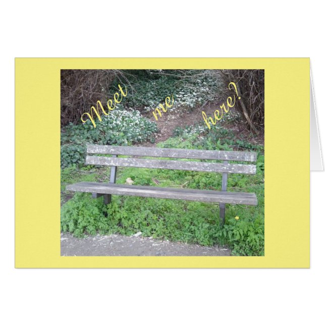 私にここに会って下さいか。 /森林ベンチ/Bluebellカード (正面横)