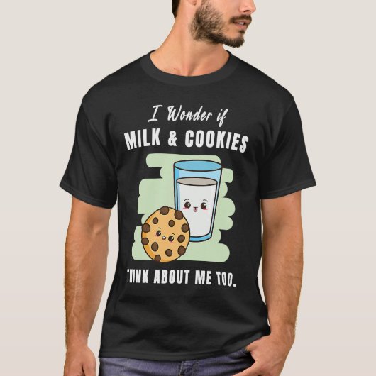私についてのミルク考えとクッキーも食品グラフィック Tシャツ (正面)