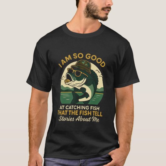 私についての魚の話 面白いバスフィッシング 魚 Tシャツ (正面)