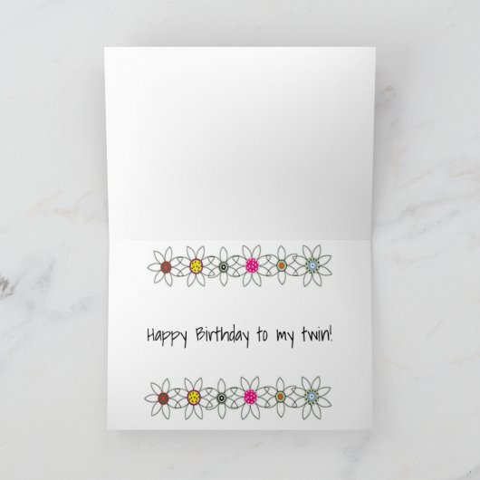 **私にとって世界とは**双子の誕生日 カード (内部)