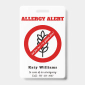 私にはグルテンフリーじゃない!子供アレルギー警告 バッジ (Back)