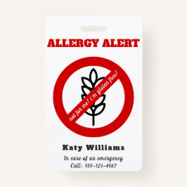 私にはグルテンフリーじゃない！子供アレルギー警告 バッジ