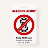 私にはピーナッツ無料だ!子供アレルギー警告 バッジ (裏面)