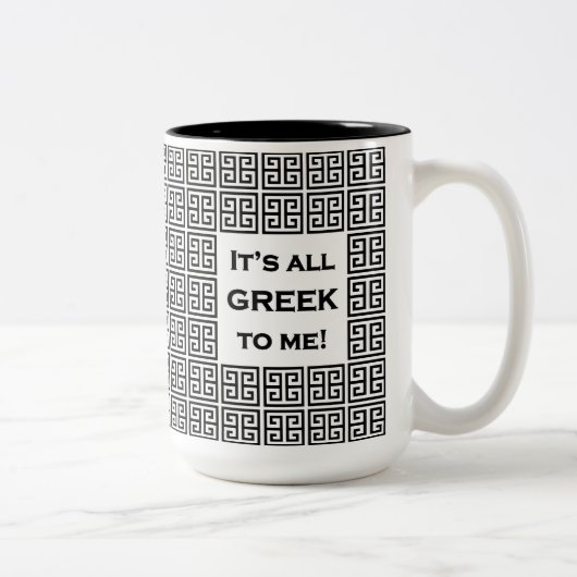 「私には全てギリシャ語だ」ブラック&ホワイト大 ツートーンマグカップ (右)