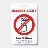 私には合いません、乳製品アレルギーです!お子様のアレルギー警告 バッジ (裏面)