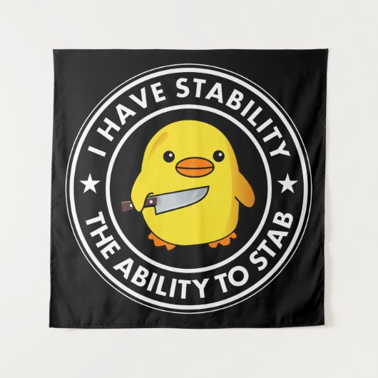 私には安定した刺し傷の能力があおもしろいる タペストリー (正面)