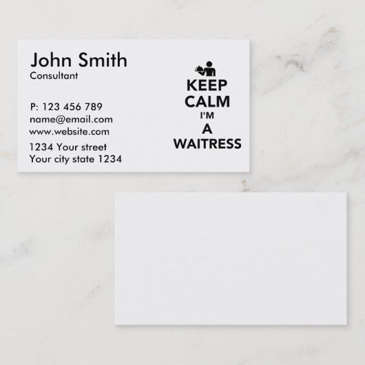 私によってがウェートレスである平静を保って下さい 名刺 (正面/裏面)