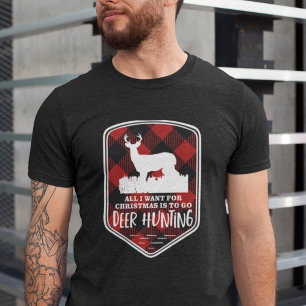 私によってがクリスマスのためにほしいすべてはシカの狩りの格子縞です Tシャツ