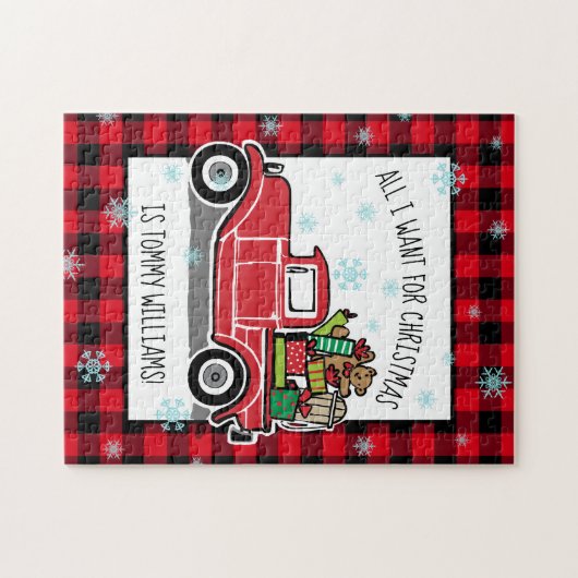 私によってがクリスマスのカスタムの文字のためにほしいヴィンテージのトラックすべて ジグソーパズル (横)