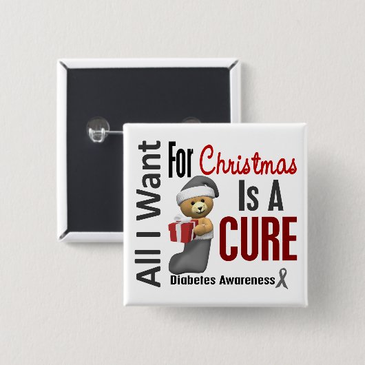 私によってがクリスマスの糖尿病のためにほしいすべて 缶バッジ (正面&裏面)