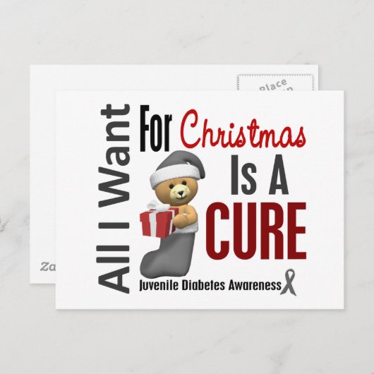 私によってがクリスマスの若年性糖尿病のためにほしいすべて シーズンポストカード (正面/裏面)
