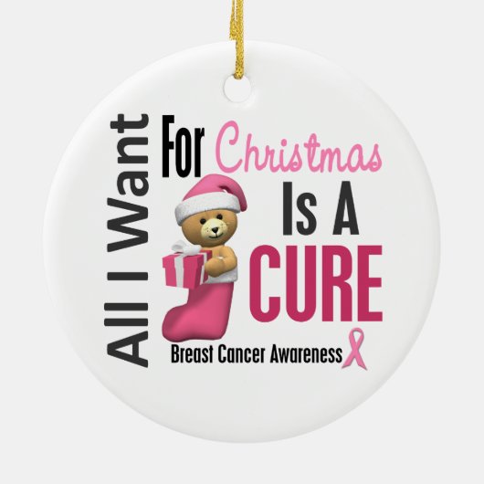 私によってがクリスマスオーナメントのためにほしい乳癌すべて セラミックオーナメント (裏面)