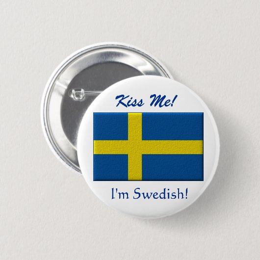 私によってがスウェーデン語である私に接吻して下さい 缶バッジ (正面&裏面)