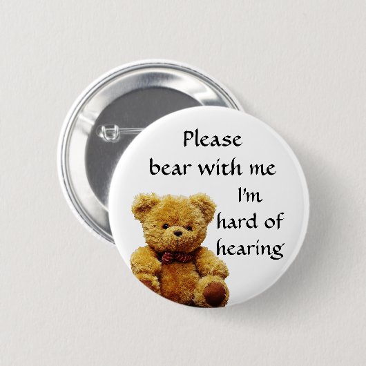 私によってがヒアリングのバッジの懸命である私と耐えて下さい 缶バッジ (正面&裏面)