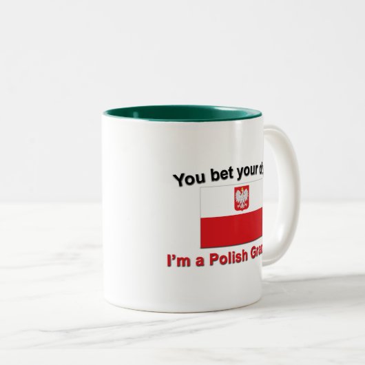 私によってがポーランドの祖父であるあなたのdupaを賭けます ツートーンマグカップ (正面右)
