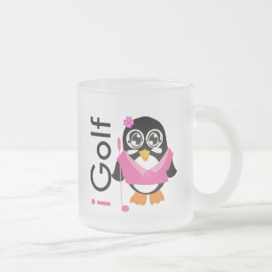 私によってはペンギンがゴルフをします フロストグラスマグカップ