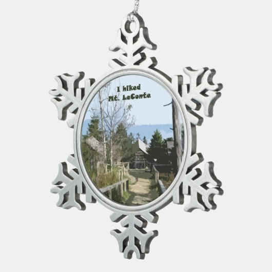 私によってはMt LeConte/写真の芸術がハイキングしました スノーフレークピューターオーナメント (右)
