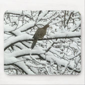 私による撮影：雪の木の枝と鳥 マウスパッド (正面)