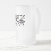 私にオタク話すギークメガネのウィンキングアイピンク フロストグラスビールジョッキ (正面右)