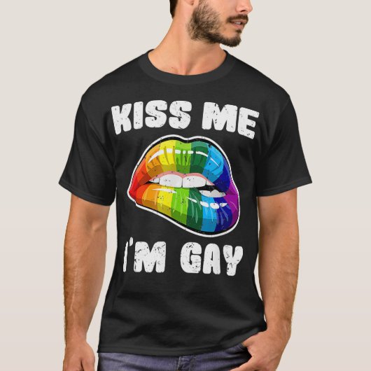 私にキスして 同性愛者 LGBTQ レインボー リップス _1 Tシャツ (正面)