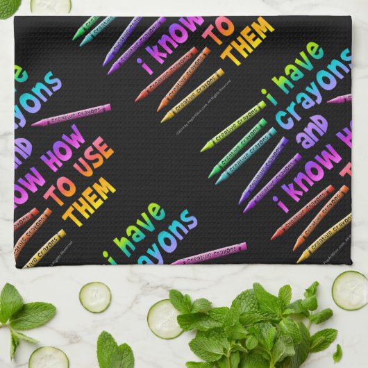 私にクレヨンがあり、それらを使用する方法を知っています! キッチンタオル (折り畳み)