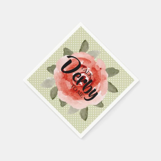 私にダービーのことを話して ローズ オリーブグリーンの水玉模様のナプキン スタンダードカクテルナプキン (角)