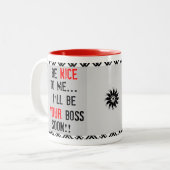 私にニースがボスのマグあって下さい ツートーンマグカップ (正面左)