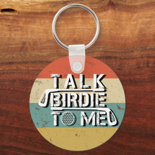 私にバーディを話すゴルフおもしろいゴルファーのヴィンテージデザイン キーホルダー (正面)