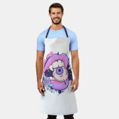 私にピンクのハロウィーンの唇をかむ エプロン (着用した状態)