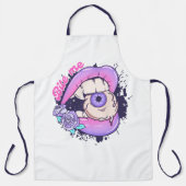 私にピンクのハロウィーンの唇をかむ エプロン (正面)