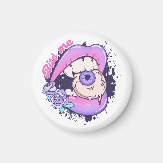 私にピンクのハロウィーンの唇をかむ マグネット (正面)