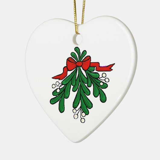 私にモールス符号のヤドリギのクリスマスのオーナメント接吻して下さい セラミックオーナメント (左)