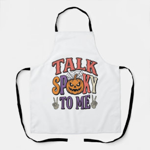 私に不気味なことを話して ハロウィン ヴィンテージTシャツ デザイン_1 エプロン