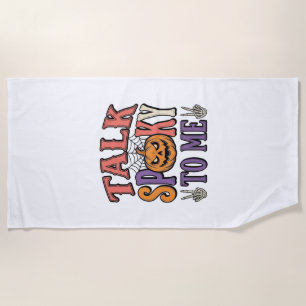 私に不気味なことを話して ハロウィーン ヴィンテージTシャツ デザイン_1 ビーチタオル