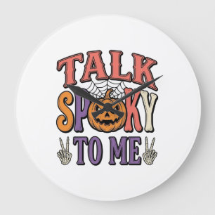 私に不気味なことを話して ハロウィーン ヴィンテージTシャツ デザイン_1 ラージ壁時計